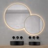 Espejo para baño redondo con luz led y marco dorado