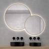 Espejo para baño redondo con luz led y marco dorado