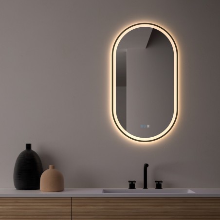 Espejo de baño con luz LED Ovalado triledLED Burdeos de Dyled con antivaho