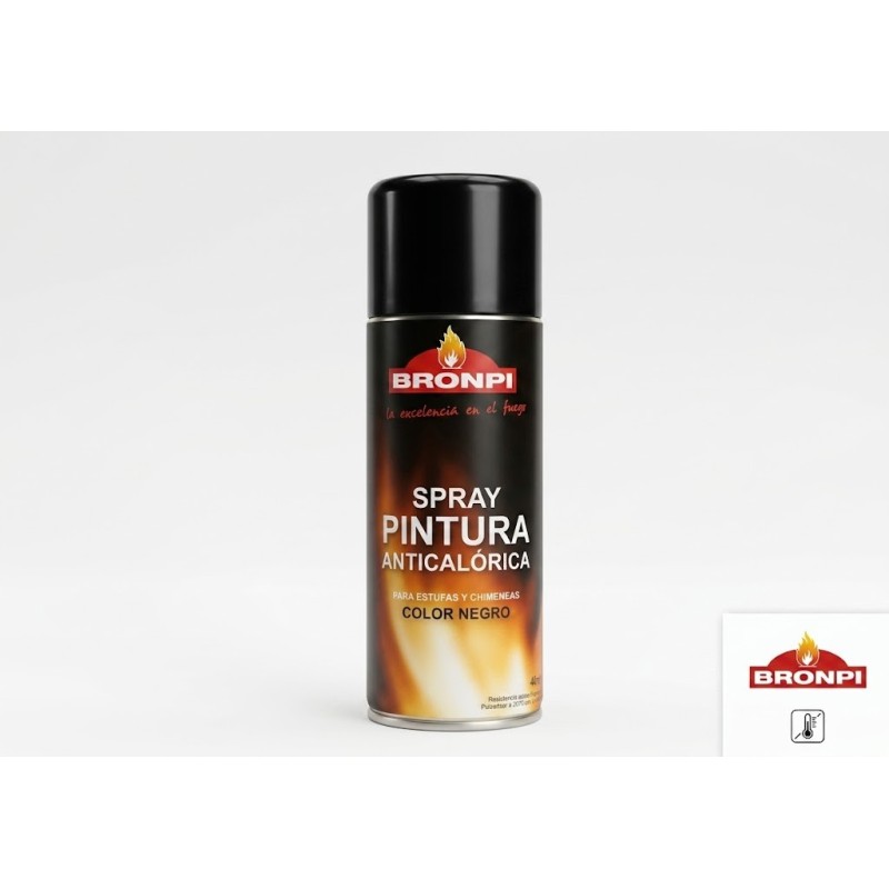 Pintura Spray Anticalórica Bronpi 400ml - Negro Mate Chimeneas y Estufas